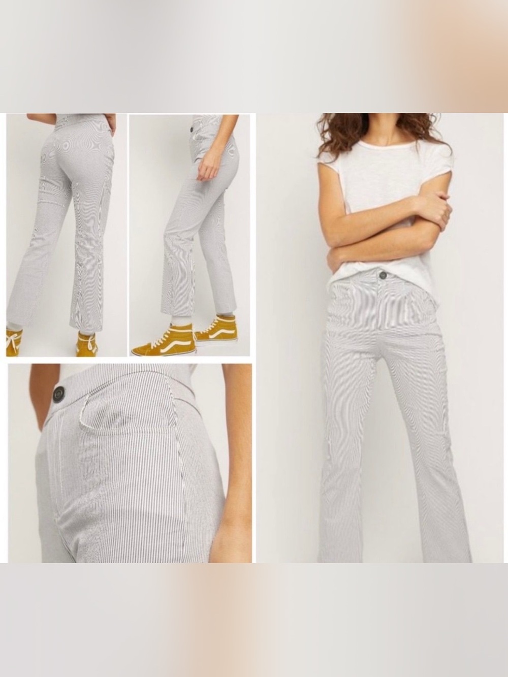 Free People Striped High-Rise Straight Leg Pants Pinstripe